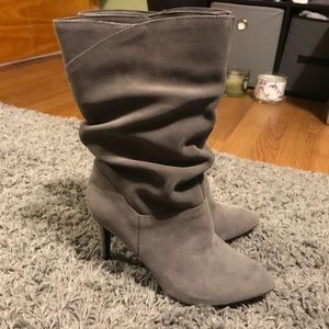 Grey slouched ankle boots